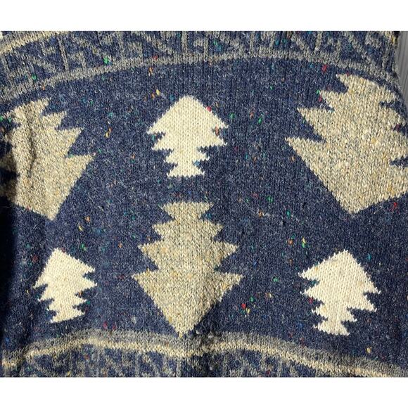 Vintage DD Sloane Acrylic Wool Blend Crewneck Tree Navy Sweater Size Medium R1 - Picture 3 of 8